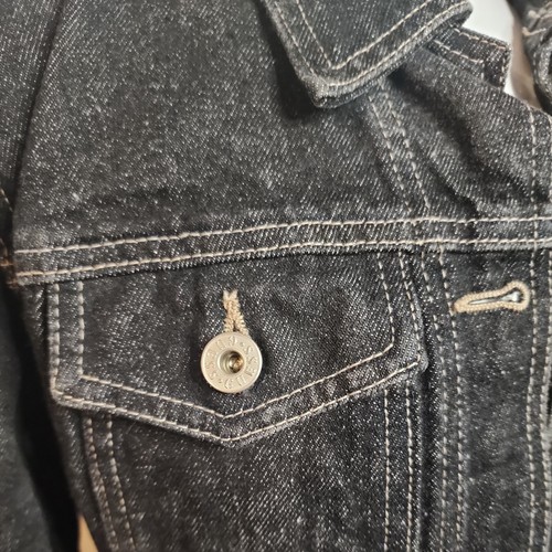 Vtg Guess Girls Youth Kids L Faded Black Denim Button Down Jacket USA Made - Picture 5 of 12