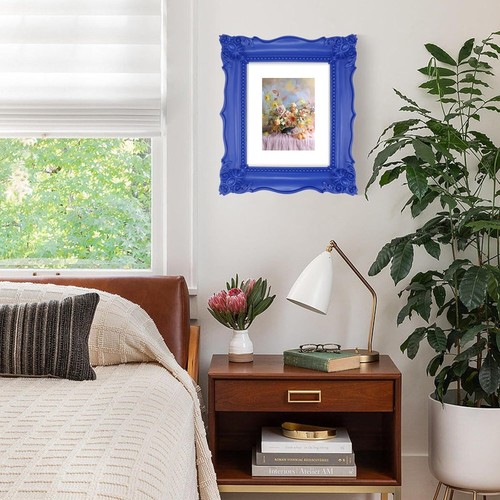 Baroque-Style 8x10 Blue Floral Picture Frame - Perfect for Any Occasion - Picture 6 of 7