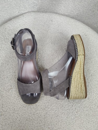 Steve Madden Women Elody Wedge 6M Blue Leather Ankle Strap Espadrille Sandals - Picture 5 of 20