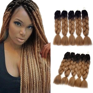 Ombre Balck To Brown Two Tone Long Twist Synthetic Braiding Image Is Loading Ombre Balck To Brown Two Tone Long