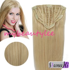 15" 120g Thick Machine weft cap 100 Remy long Human Hair Glueless 3/4 Half Wig