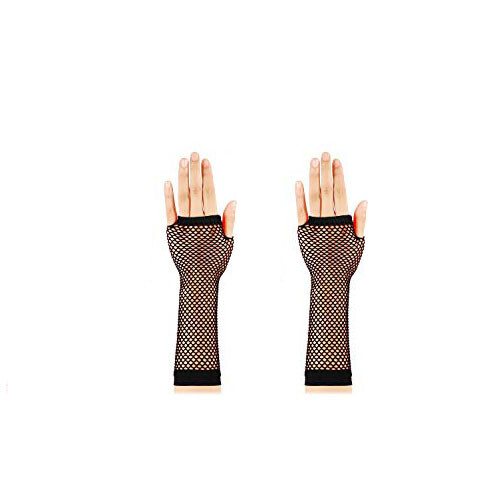 Colour Fishnet Gloves Lace Long Short Fingerless Fancy Dress Party Accessories - Picture 10 of 19
