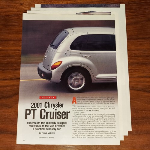 CHRYSLER 2001 PT CRUISER MAGAZINE ARTICLE CAR AND DRIVER RADICALLY DESIGNED - Picture 4 of 4