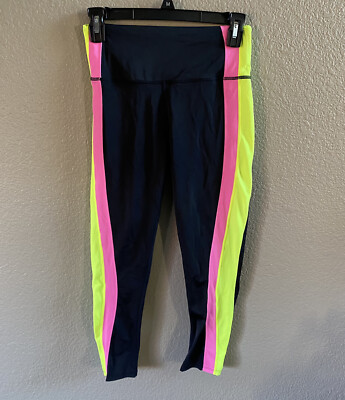 Veronica Beard Leggings Womens Small Black Pink Neon Capri