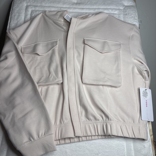YOGALICIOUS Cream Autumn Scuba Hoodie Crop Jacket - Size M NWT
