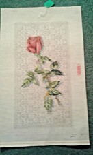 Needlepoint Canvas Hand Painted Pink Rose 16" X 9" Pattern 21" X 13" Canvas NEW