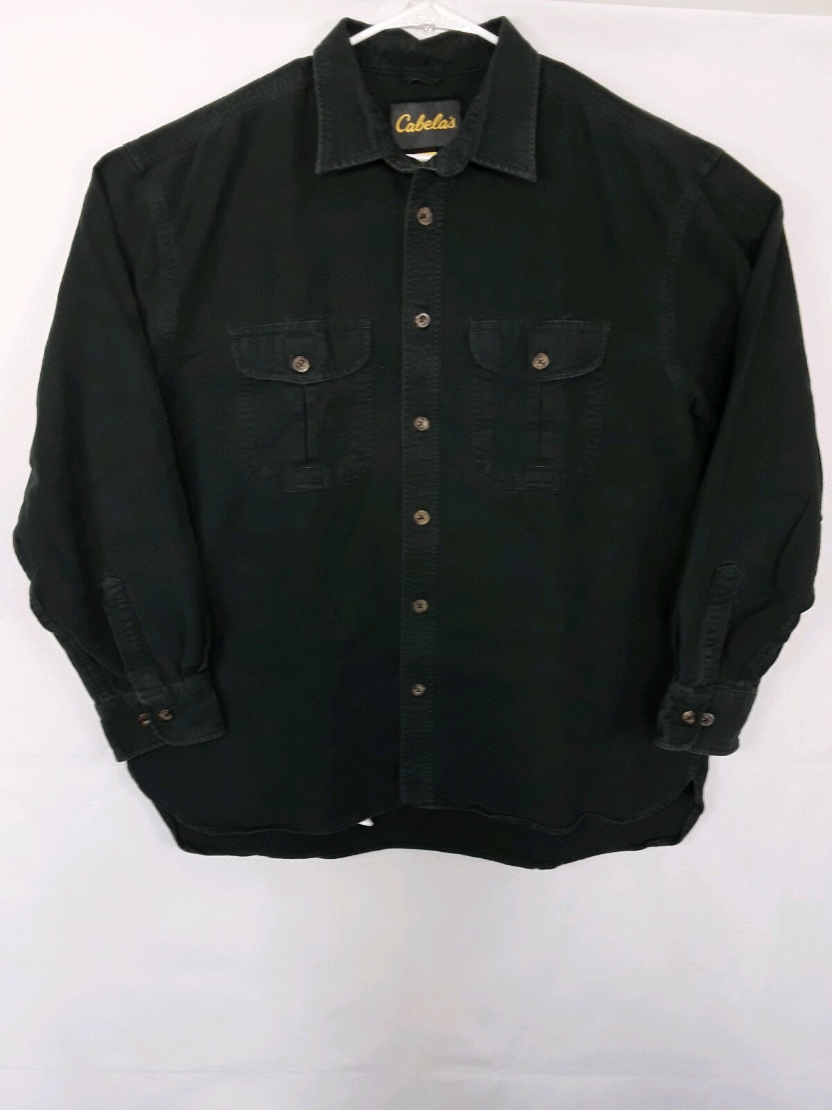 Olive Green Cabelas Button Up flannel shirt Gem