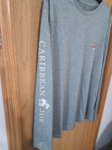 Caribbean Joe, Mens New Long Sleeve T-Shirt, Gray, Size Large - Picture 3 of 9
