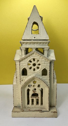 Cast Iron Cathedral Church Tower Hanging Candle Holder Lantern Garden - Picture 2 of 6