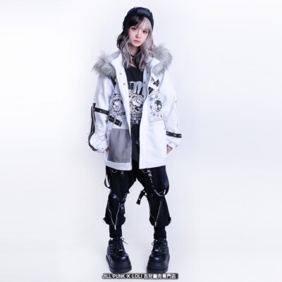 Visual kei punk rock frigid relic wing motif fur trim