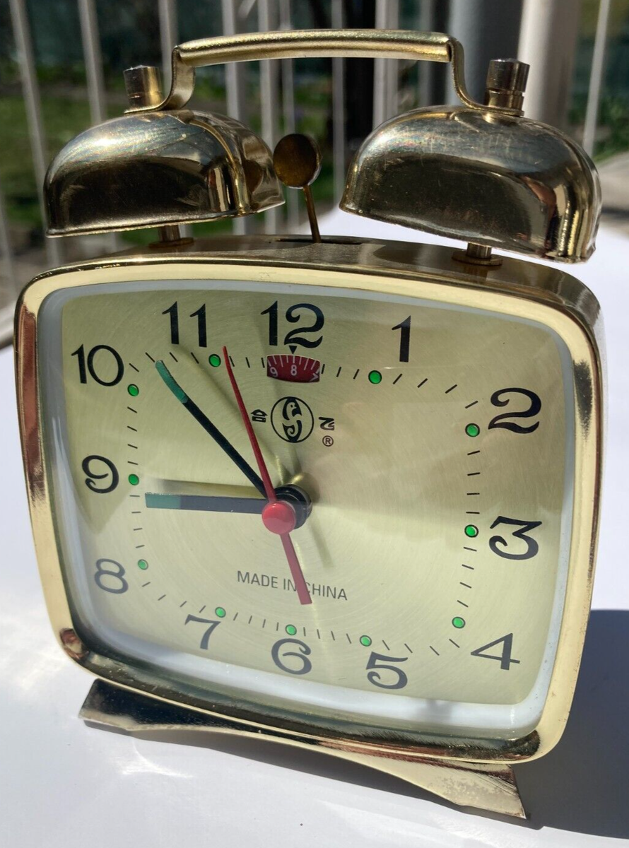 Vintage Mechanical Alarm Clock Chinese China Bells Collectible Old