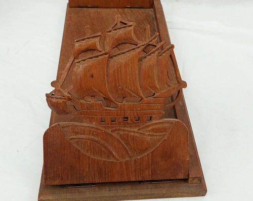 Folding Bookshelf Made From The Teak Of HMS Ganges - Picture 2 of 5
