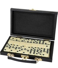 Kicko Domino Set - Premium Classic 28 Pieces Double Six in Durable Wooden Brown