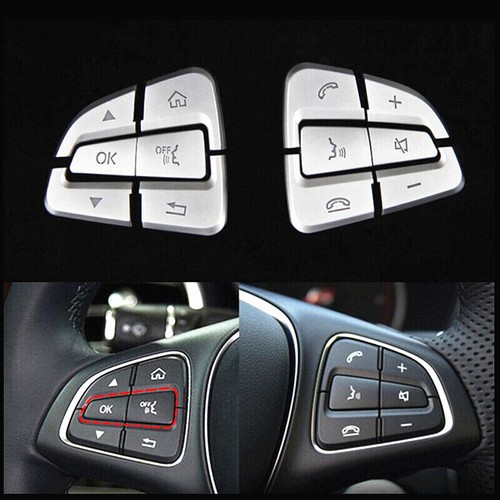 Steering Wheel Button Silver Trim For Mercedes Benz GLC C Class W205 2015-2018 - Foto 1 di 11