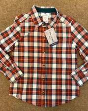 Tommy Bahama Shirt Boys S 5/6 Plaid Preppy Twill Button Up Long Sleeve