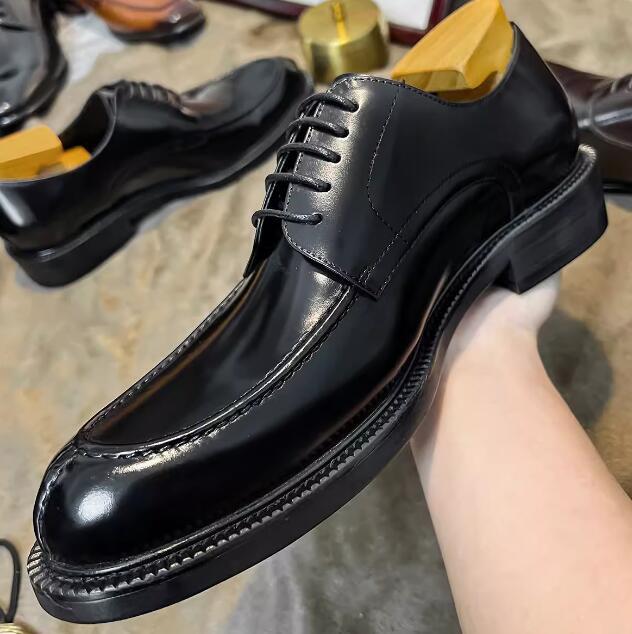 SAOLA Nuove scarpe formali in pelle originali fatte a mano scarpe derby cravatta punta rotonda suola spessa