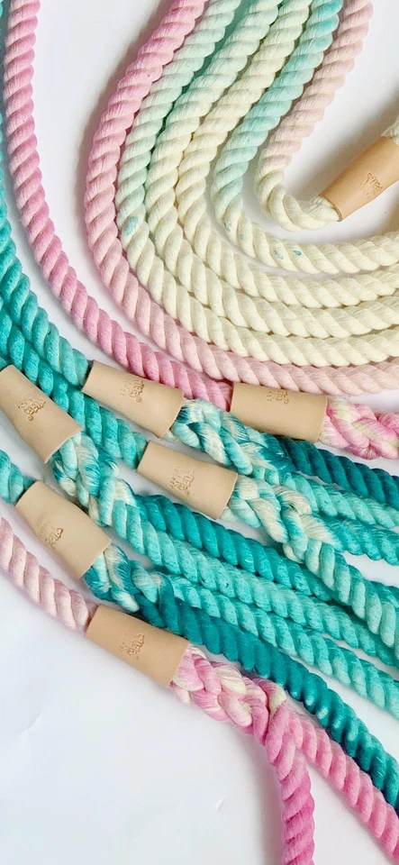 Correa de cuerda azul ombre hecha a mano de algodón natural ecológica BULPET con Genui para perro Foto 4 de 4