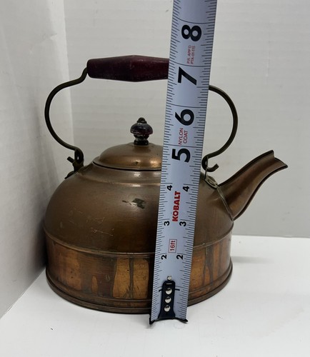 Vintage Kupfer und Messing Revere Ware Teekessel Holzgriff Doppelkreis - Bild 15 von 18