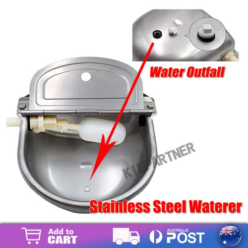Stainless Float Valve Water Trough Bowl 4L Waterer Auto Drinking Horse Sheep Dog - Picture 13 of 14
