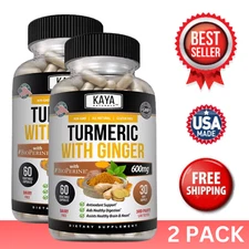 (2 Pack) Turmeric Curcumin with Ginger Black Pepper 60ct Joint Pain Max Strength