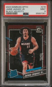 2023 DONRUSS OPTIC RC RATED ROOKIE JAIME JAQUEZ JR. BLACK VELOCITY /39 PSA 9