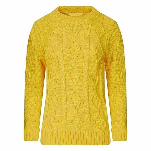 New Ladies Long Sleeve Chunky Cable Knitted Jumper Crew Neck Winter Sweater Top - Picture 23 of 26