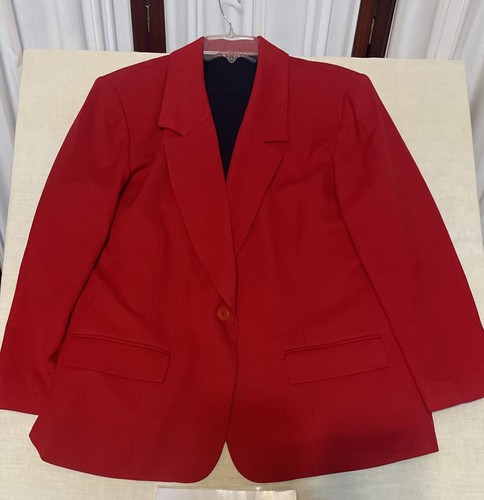 Pendleton Red One Button Wool Blazer Size 16W Pinstripe Pants Silk Sweater Lot - Picture 8 of 21
