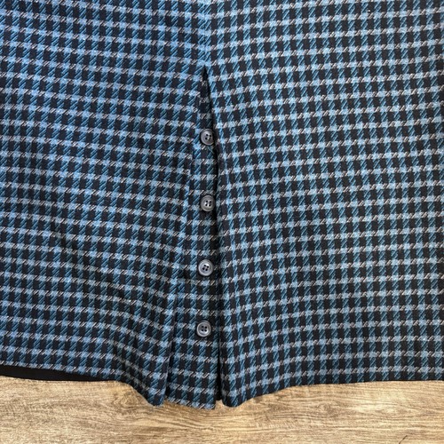 Vintage John Meyer size 12 Black Blue Houndstooth Merino Wool Midi Skirt - Picture 4 of 12