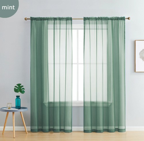 (2 Panels) Sheer Curtain Rod Pocket Organza Voile Curtain Window Drape 140x213cm - Picture 63 of 97