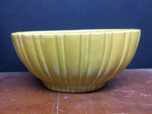 Maceta Royal Haeger Amarillo Marrón Acanalada 7.5" Cerámica Ovalada Vintage 4020A - Imagen 3 de 12