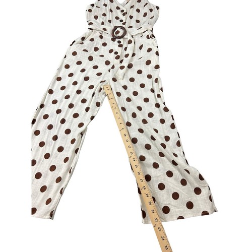 Monteau Women's Belted Wide Leg Jumpsuit Polka Dot Tank V-Neck Size Large NWT - Picture 3 of 11