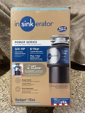NEW! InSinkErator Badger 15ss Non-Corded 3/4-HP Continuous Feed Garbage Disposal