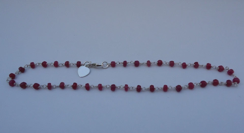 925 STERLING SILVER CUSTOM MADE LADIES ANKLET W/ 8 CTS GENUINE RUBY - Image 3 of 4