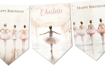 Personalisierte Ballett Tanz Ballerinas Happy Birthday Wimpelkette & Band