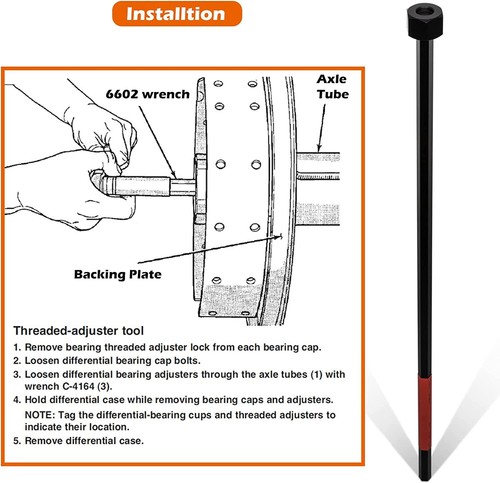 Herramienta de llave de precarga de cojinete diferencial 6602 C4164 para eje trasero Dodge Chrysler - Imagen 5 de 8