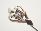 Solitaire Antique Stick Pin 14k Solid White Gold Diamond