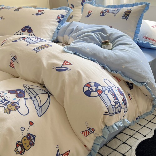 Kuromi Cinnamoroll My Melody Duvet Covers Bedsheet Single Double Bed Set 3/4Pcs - Picture 15 of 37