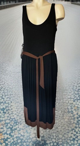 New $1095 L DONNA KARAN COLLECTION black label draped Stretchy DRESS L