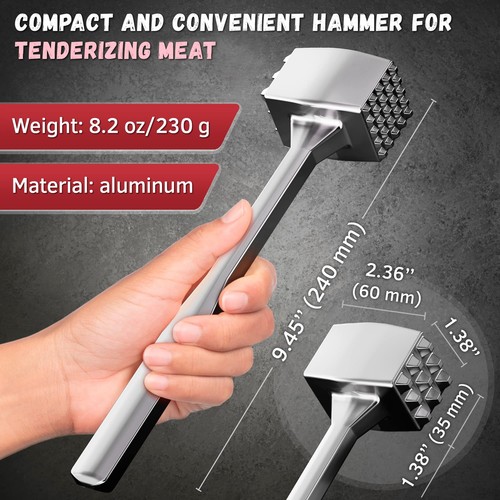 Meat Tenderizer 1 pcs - Aluminium Meat Mallet - Dual-Sided Meat Tenderizer To... - Picture 2 of 9