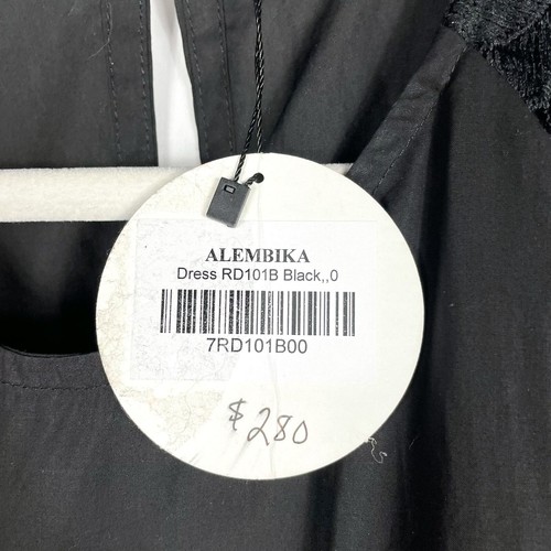 Alembika Exquisite Swing Dress Black Maxi Lace Short Sleeves Pockets Sz 4-6 US - Picture 9 of 12