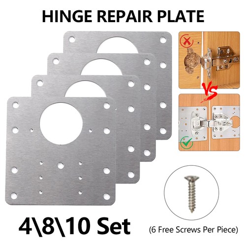 Hinge Repair Plate for Cabinet Door, Stainless Steel Hinge Repair Bracket Kit