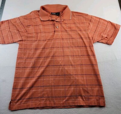 Ping Beau Rivage Logo Golf Polo Shirt Mens Large Orange Check Lightweight