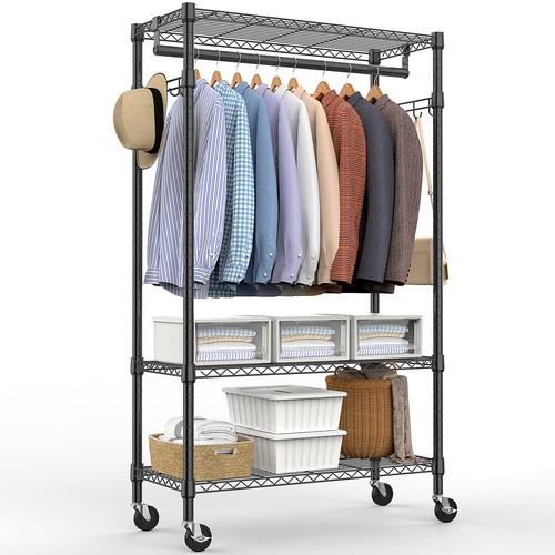 Heavy Duty Garment Rack Storage Closet Rolling Clothing Racks Wheels 16"*30"*75" - Picture 19 of 29