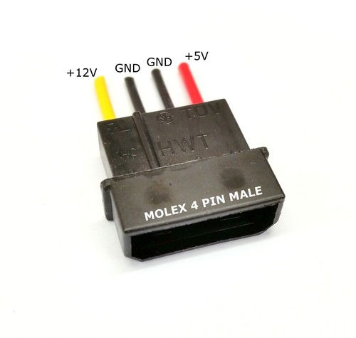 PK OF 2 - MALE 4 PIN MOLEX PC PSU POWER SUPPLY CONNECTOR - BLACK INC PINS - Picture 6 of 6