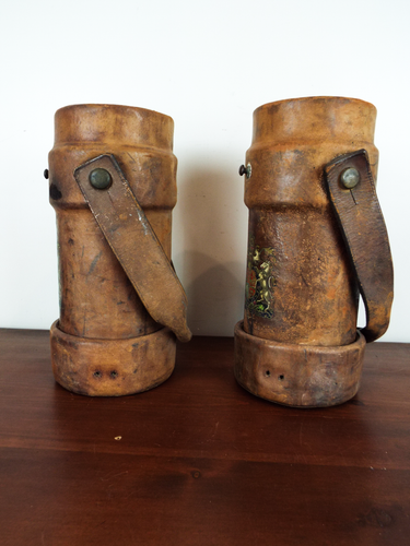 Dos cubos de bastón de paraguas británico portador de municiones de cuero de colección de la Segunda Guerra Mundial - Imagen 9 de 12