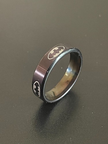6mm Black Batman Ring Stainless Steel Rings for Mens Woman Wedding Band Jewelry - Picture 4 of 8