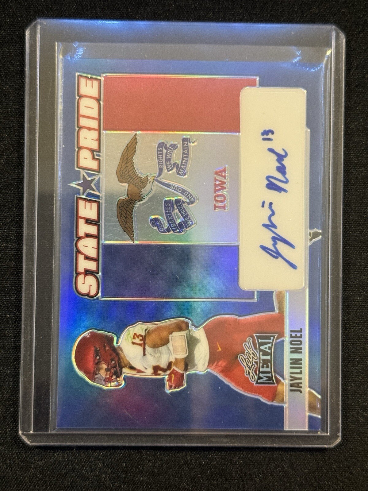 2024 Leaf Metal Football Jaylin Noel SSP 6/9 Blue Prismatic State Pride Auto
