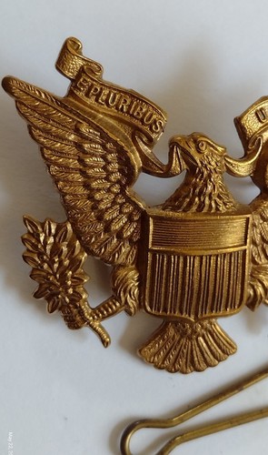 WW2 1st American Squadron Home Guard Cap Badge All Brass 2 Lugs VINTAGE Org - Picture 20 of 24
