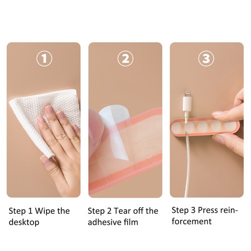 (Hellrosa) 2 Packungen Desktop-Silikon-Kabel-Organizer Selbstklebende Aufbew D - Afbeelding 22 van 22