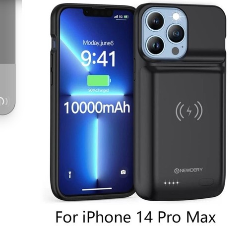 NEWDERY 10000mAh Wireless Battery Charger Case for iPhone 14 Pro Max Power Bank